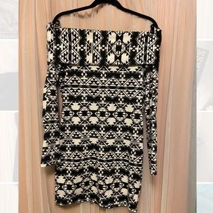 Black and white off the shoulder dress
